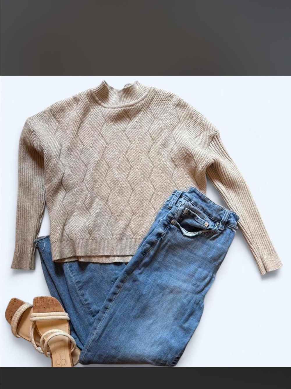 Cyrus Cream Ribbed Mock Neck Sweater